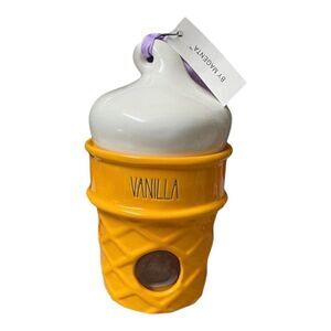 Rae Dunn VANILLA Ice Cream‎ Cone Bird House Large Letter LL Farmhouse Magenta